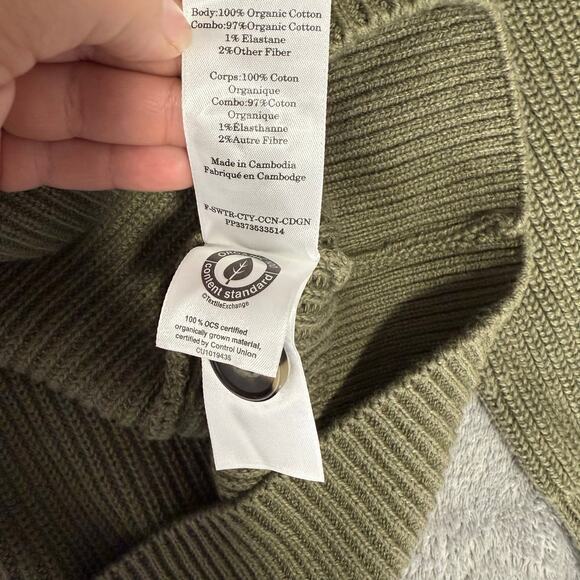 NWT Everlane The Classic Cardigan in Everyday Cotton, Olive, S - Picture 5 of 5